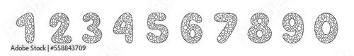 Arabic numerals coloring book for kids. Hand Drawn Arabic Figures From One till Nine. Hand Drawn Script numbers from 0 to 9 in style of doodles on a white background. Numeral. Vector illustration