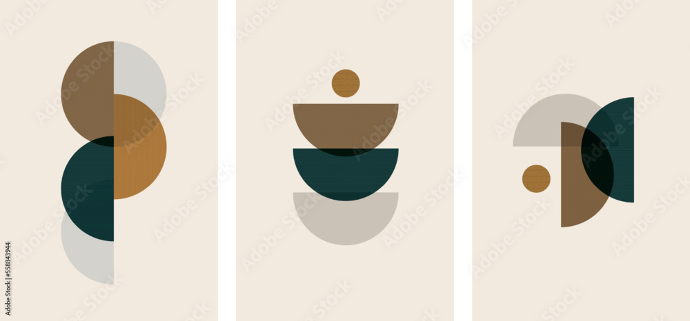 Set of minimal geometric design posters, vector template modern style
