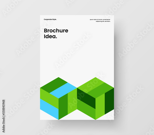 Clean postcard vector design layout. Colorful geometric hexagons corporate identity illustration.