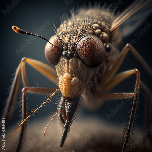 micro photography mosquito face , Generative AI © Ydhimas