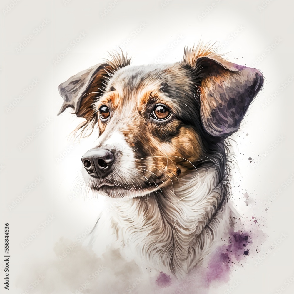 Watercolor illustrations of dog for use as decoration and prints.