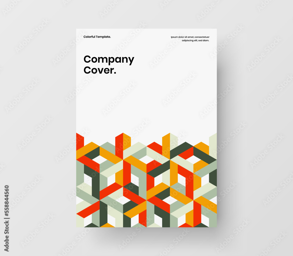 Fototapeta premium Amazing geometric shapes pamphlet template. Vivid corporate cover vector design illustration.