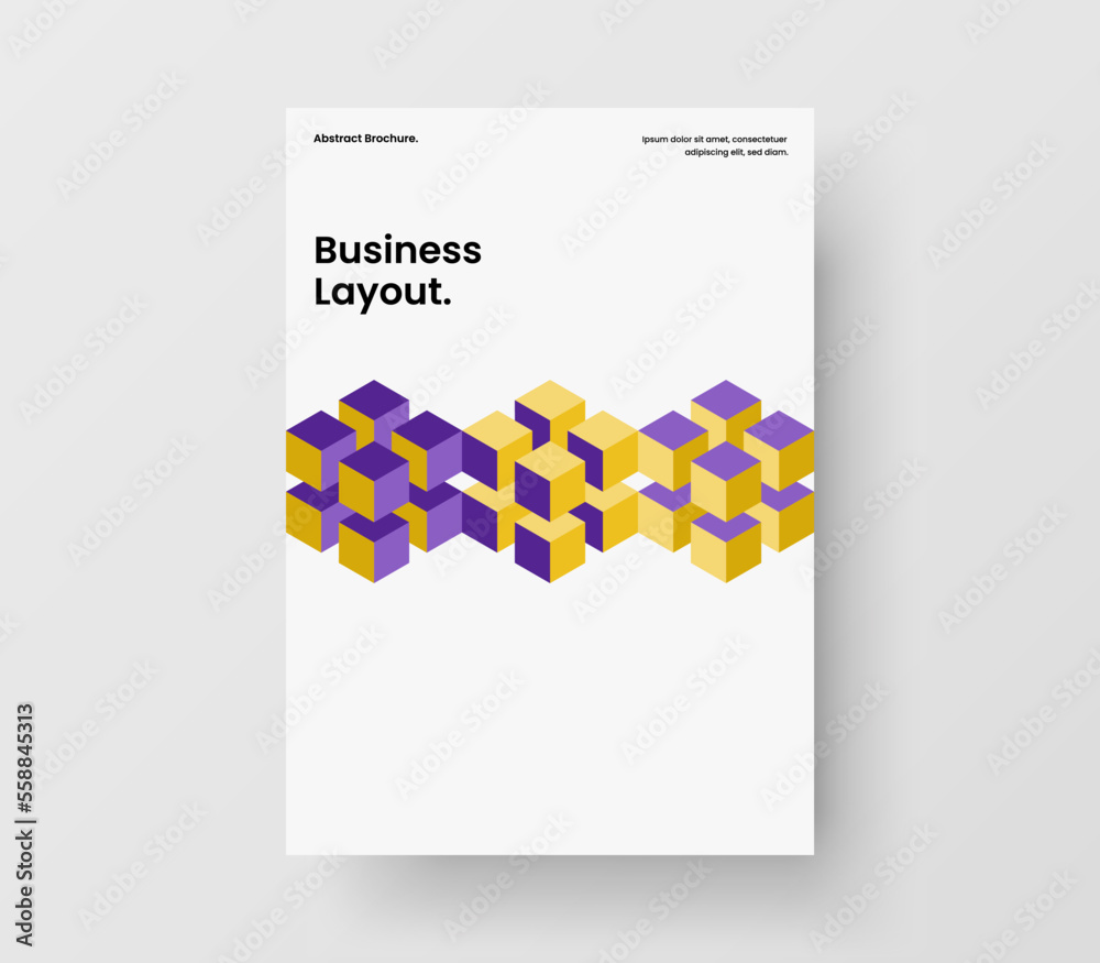 Simple corporate identity A4 design vector template. Premium mosaic shapes company brochure concept.