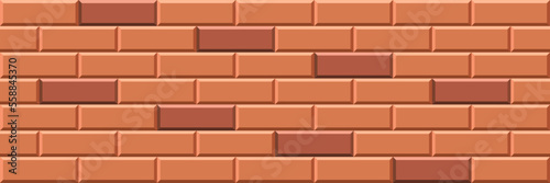 Vector brown brick wall 3d texture. Realistic brickwork cladding seamless pattern. Urban dark stone wall background. Geometric cement fence. Block structure backdrop. Flooring tile design banner