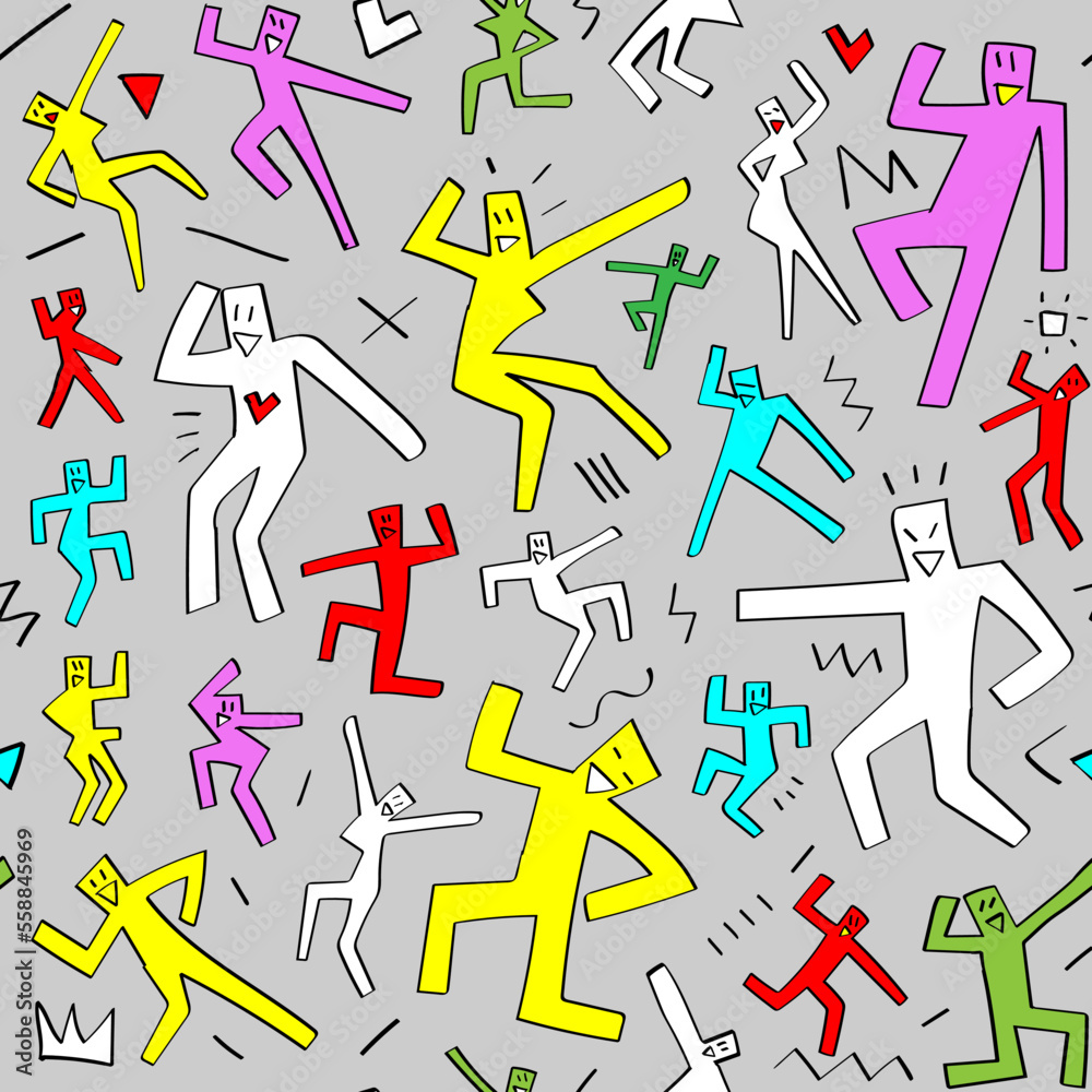 dancing people seamless background , vector design elements dancing people seamless background , vector design elements