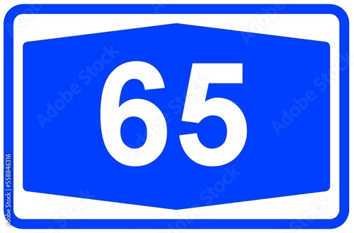 Illustration eines Autobahnschildes der Autobahn 65 in Deutschland	 photo