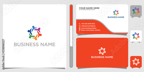 Friendship, Teamwork, People Connectivity logo Design Inspiration with business card