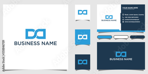 DD initial letter logo design with business card template
