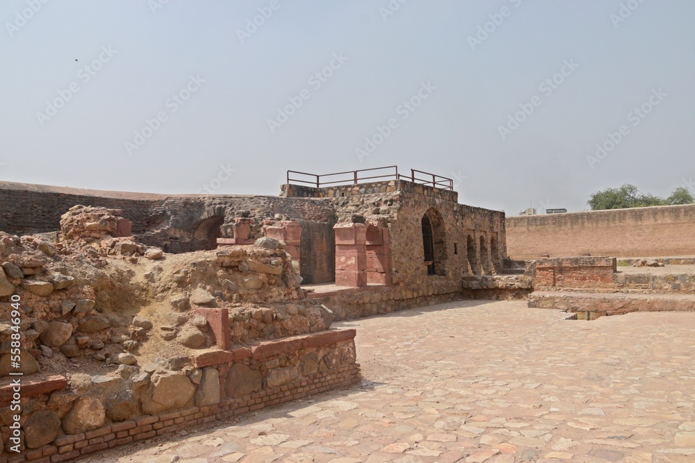 ruins of firoz shah palace complex  in  hisar, india 