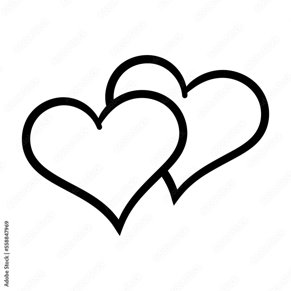 Heart line art style. Heart for Valentine's Day. Vector hand-drawn illustration isolated on white background.