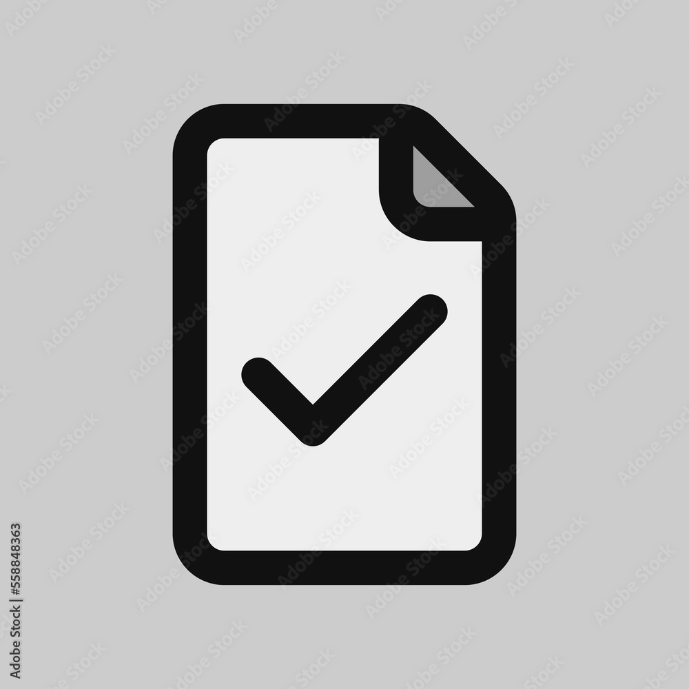 Completed file icon in filled line style, use for website mobile app presentation Completed file icon in filled line style, use for website mobile app presentation