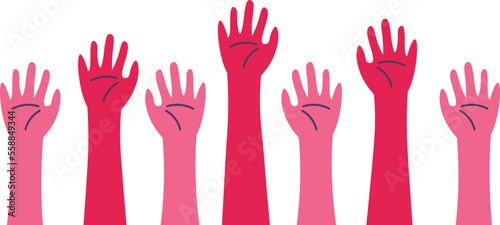Minimalist Raised Hands Vector Illustration