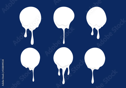 set of white ball dot ink paint liquid melting drips vector illustration element