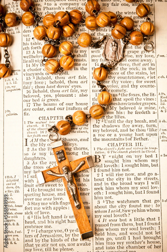 holy Bible and rosary