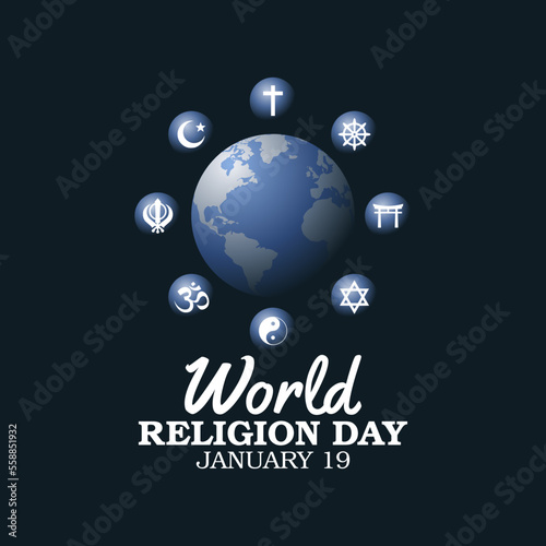 vector graphic of world religion day good for world religion day celebration. flat design. flyer design.flat illustration.