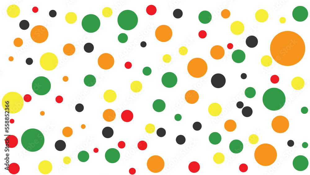 abstract orange yellow red green and Black polka dot fabric geometric vector pattern background