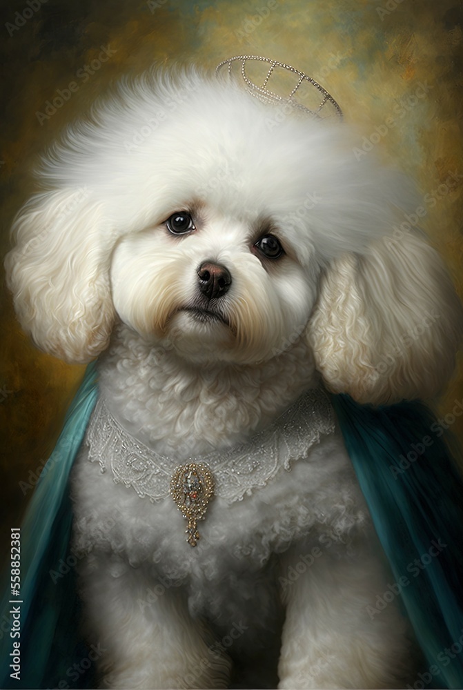 Bichon in an Angel Costume. Generative AI. Bichon in an Angel Costume. Generative AI.