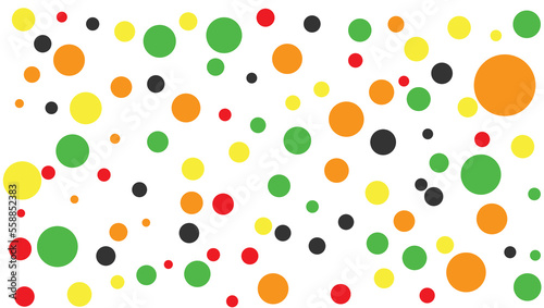 abstract orange yellow red green and Black polka dot fabric geometric vector pattern background
