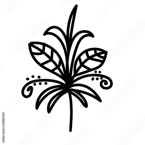 Leaf line art icon hand drawn vector design illustration