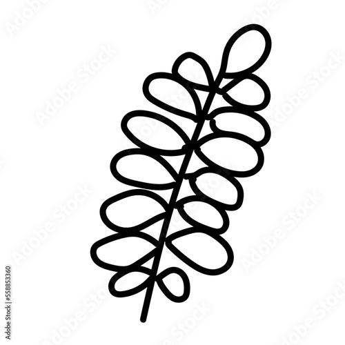 Leaf line art icon hand drawn vector design illustration