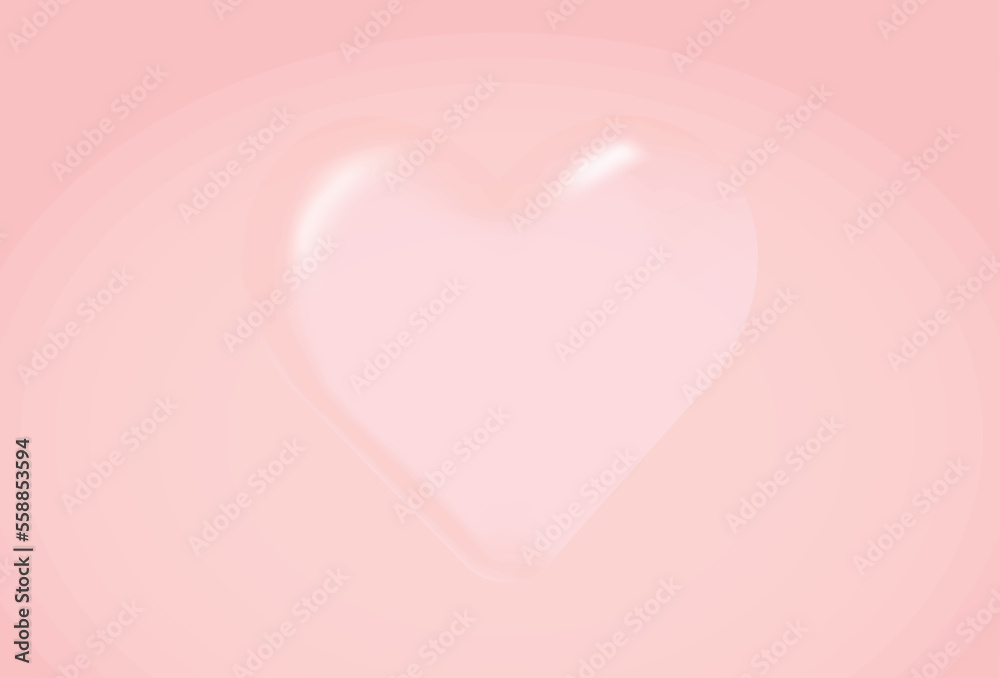 Pink Valentine's Day background, 3d hearts on bright backdrop. Vector illustration. 