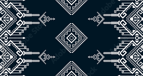 Geometric Seamless Ethnic Pattern in black and white color.design for background. Aztec Pattern illustration template element EP.90