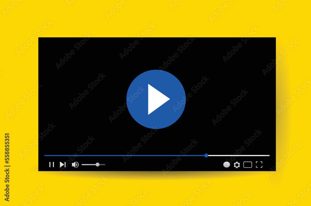 Multimedia video player with shadow isolated over yellow background, vector illustration Multimedia video player with shadow isolated over yellow background, vector illustration