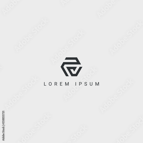 Outstanding professional letter PV VP logo design black and white color initial based Monogram icon.