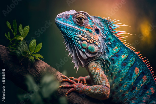 Guana is a genus of herbivorous lizards that are native to tropical areas. Generative AI © Лилия Захарчук