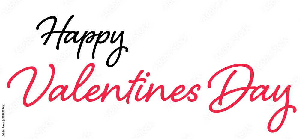 Happy Valentines day text illustration, February love design element, isolated object with transparent background