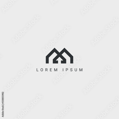 Initial real estate logo arrow icon template.