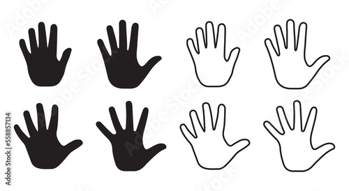 Human palm hand vector silhouette on white background. Vector icon 10 eps.