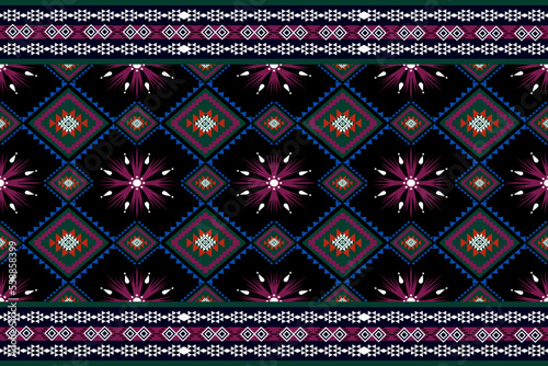 Geometric ethnic oriental seamless pattern traditional Design for background,carpet,wallpaper.clothing,wrapping,Batik fabric,Vector illustration.