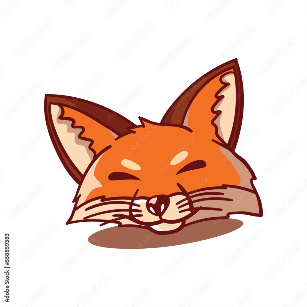 Funny fox, Cartoon forest animals, animal with cute emotion on face, vector illustration of orange foxe of wildlife around logo isolated on white background Funny fox, Cartoon forest animals, animal with cute emotion on face, vector illustration of orange foxe of wildlife around logo isolated on white background