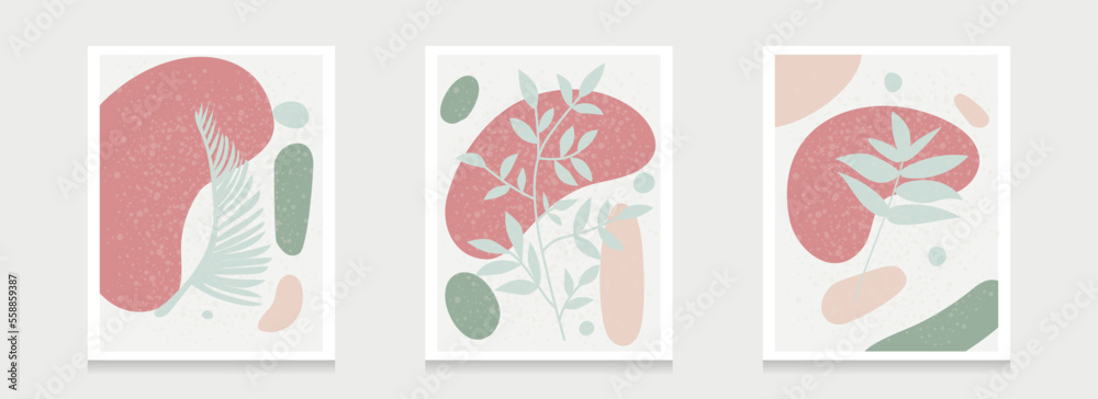 Abstract Nature Art of Various Leaves Botanical Minimal Illustration Collection Set