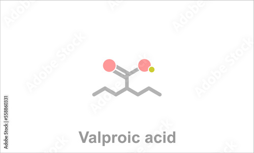 Simplified formula icon of valproic acid. photo