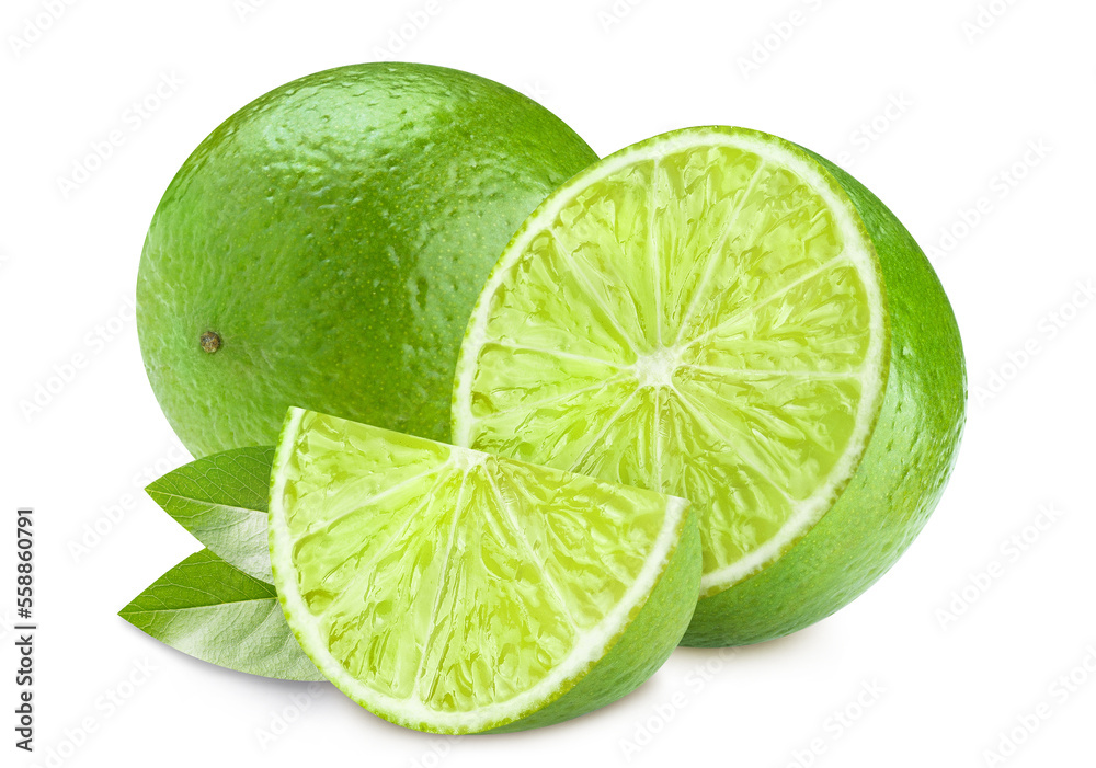 Fresh limes, isolated on white background Fresh limes, isolated on white background