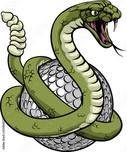 Tableau sur toile Rattlesnake Golf Ball Sports Team Cartoon Mascot