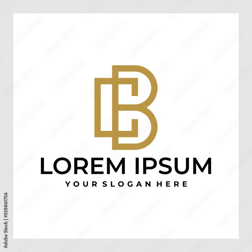 alphabet letters monogram icon logo BC or CB