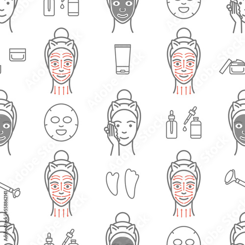 Skin care routine pattern seamless fase roller 