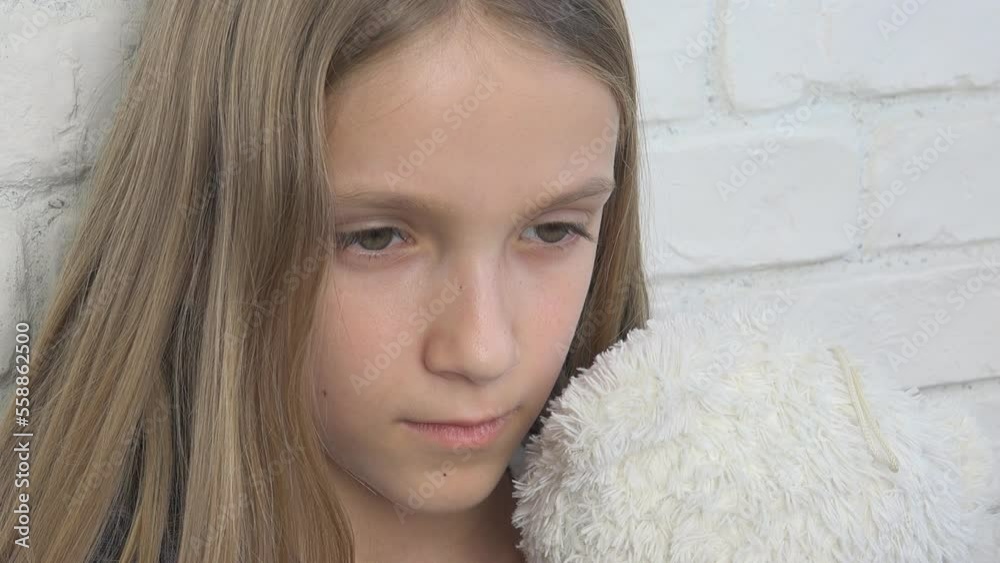 Unhappy Expression of Child, Sad Thoughtful Kid, Stressed Ill Teenager Girl in Depression, Sick Child, Abused Young Person Unhappy Expression of Child, Sad Thoughtful Kid, Stressed Ill Teenager Girl in Depression, Sick Child, Abused Young Person
