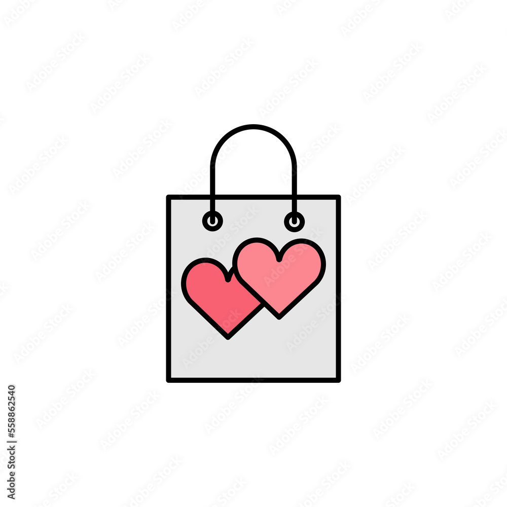 paper bag line icon. Elements of valentines day illustration icons. Signs, symbols can be used for web, logo, mobile app, UI, UX on white background paper bag line icon. Elements of valentines day illustration icons. Signs, symbols can be used for web, logo, mobile app, UI, UX on white background