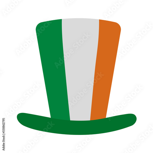 Irish St. Patrick's Day bucket hat in a flat cartoon style. Hat with Irish flag coloring, symbol of the national holiday. Vector illustration.