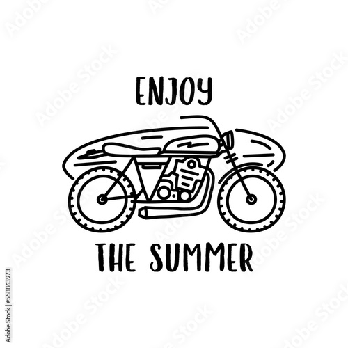 Summer adventure design with motorbike