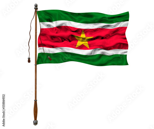 National flag of Suriname. Background with flag of Suriname