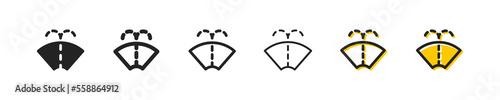 Windscreen wiper set icon. Road, wiper, car, traffic rules, highway code. Traffic Laws concept. Six vector line icon in different styles