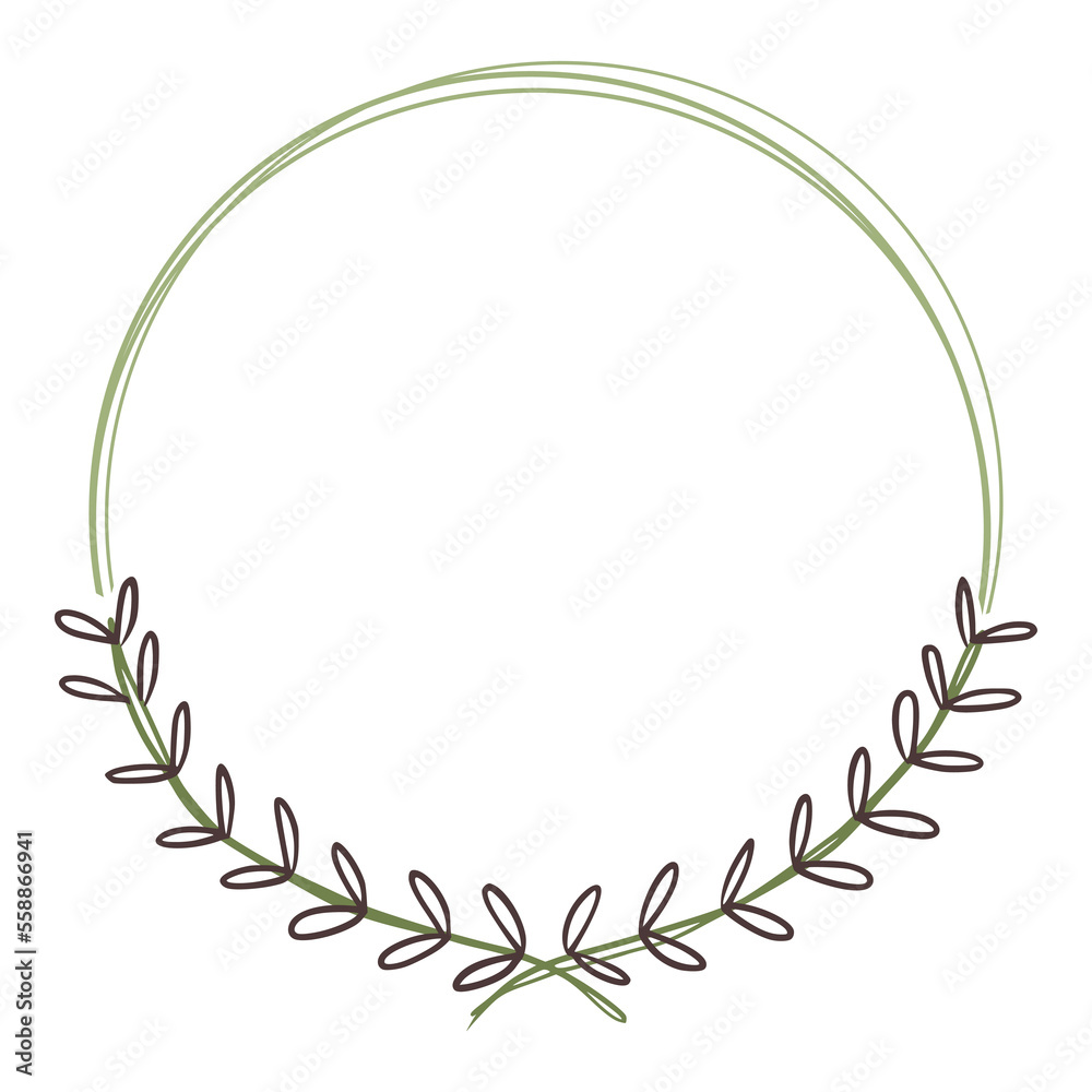 beauty simple outline branch with leaves and circle frame shape for wedding invitation ornament beauty simple outline branch with leaves and circle frame shape for wedding invitation ornament