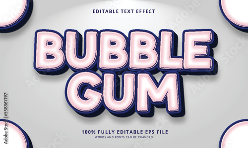 Bubble gum text style editable text effect