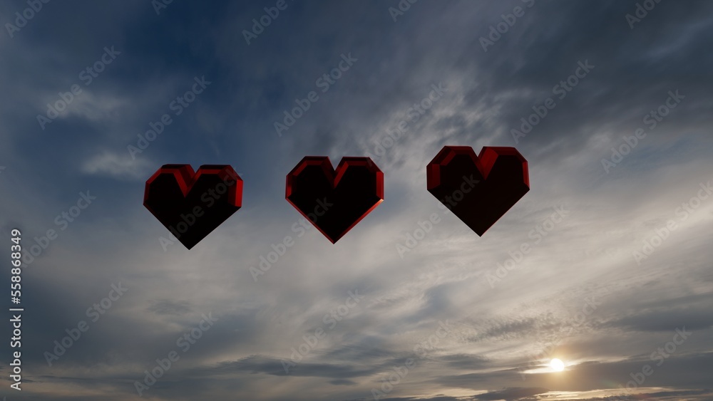 red heart shape with nature background