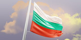  Bulgaria national flag cloth fabric waving on the sky - Image